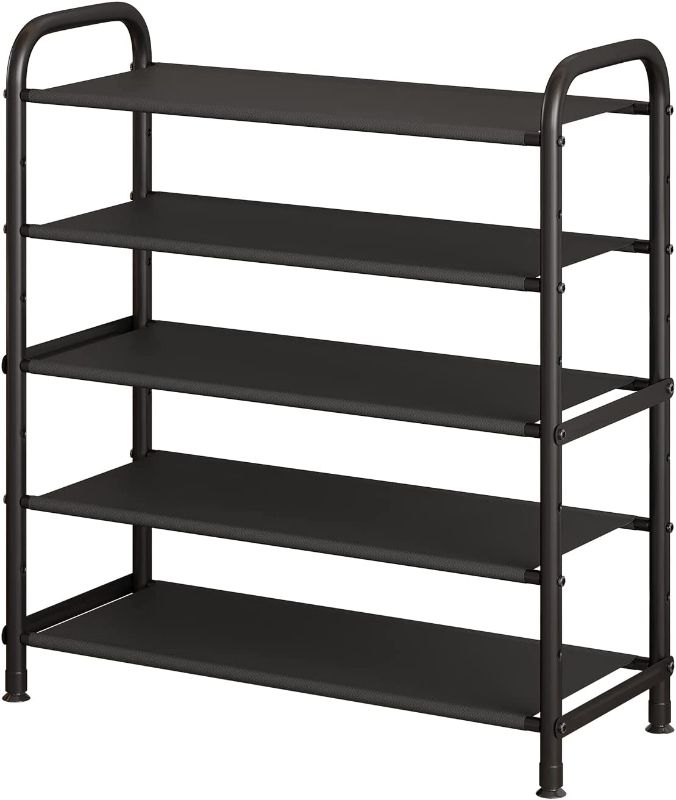 Photo 1 of 5 Tier Shoe Rack Storage Shoe Stand Free Standing Metal Shoe Shelf Space Saving Shoe Organizer for Closet, Entryway, Bedroom Black