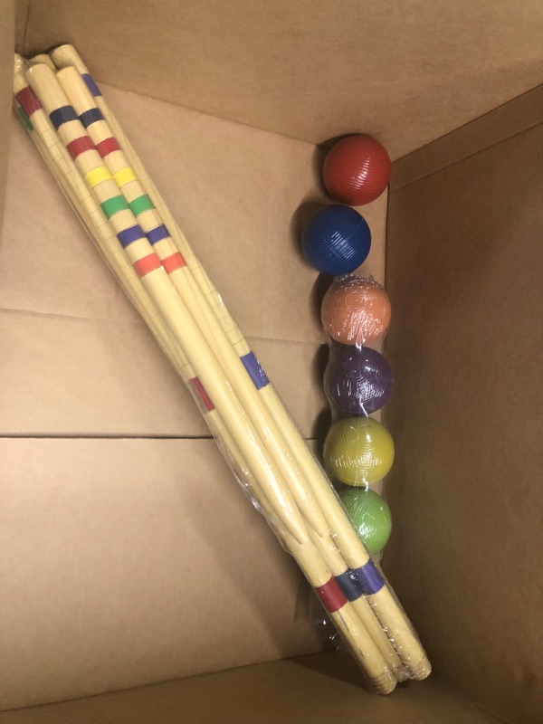 Photo 4 of ropoda Six-Player Croquet Set with Wooden Mallets, Colored Balls, Sturdy Carrying Bag for Adults &Kids, Perfect for Lawn,Backyard,Park and More.