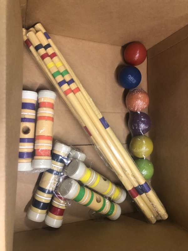 Photo 5 of ropoda Six-Player Croquet Set with Wooden Mallets, Colored Balls, Sturdy Carrying Bag for Adults &Kids, Perfect for Lawn,Backyard,Park and More.