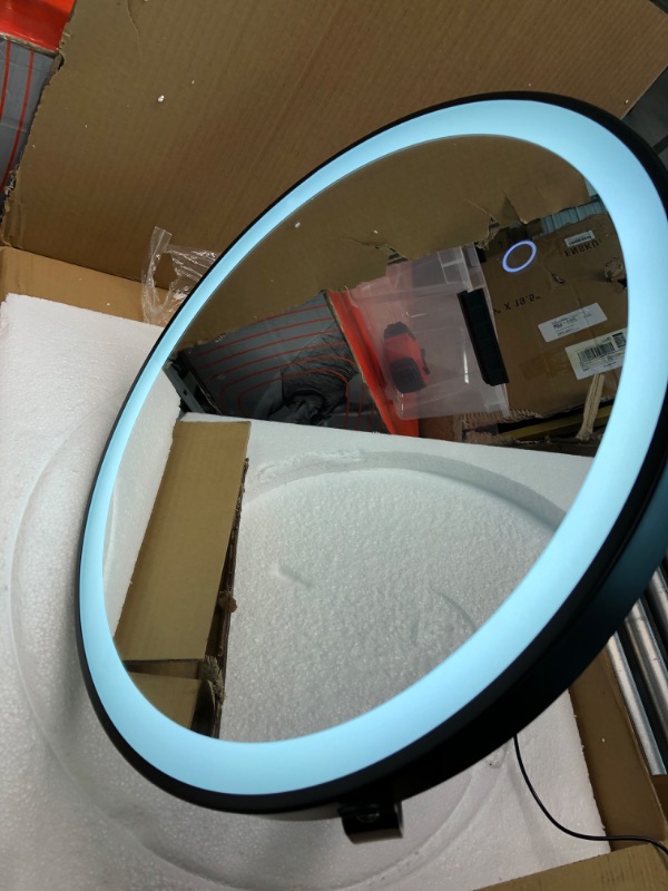 Photo 1 of 20 inch Large Vanity Makeup Mirror with Lights, 3 Color Lighting Modes | Round Lighted Up Makeup Mirror with Dimmable LED Halo for Dressing Room & Bedroom Tabletop, Touch Control, Metal Frame (Black)
brand new!!!!!
