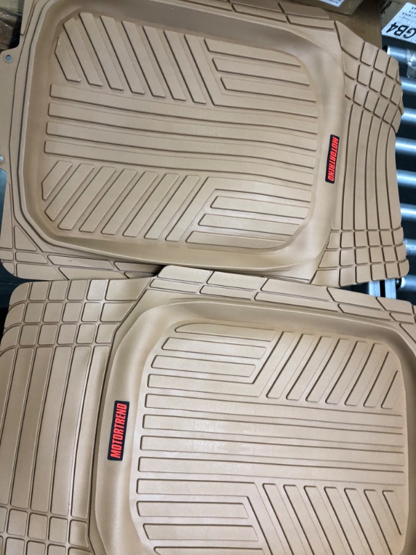 Photo 3 of Motor Trend FlexTough Plus Beige Rubber Car Floor Mats - All Weather Deep Dish Automotive Floor Mats, Heavy Duty Trim to Fit Design, Front & Rear Liners for Cars Truck Van SUV Beige Full Set