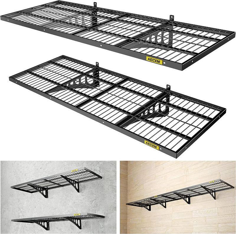 Photo 1 of Aecxm 4Pack 1.64x4ft Garage Storage Rack Garage Shelves Heavy Duty Sturdy Wall Shelves Wall Mounted Shelves (Black)
