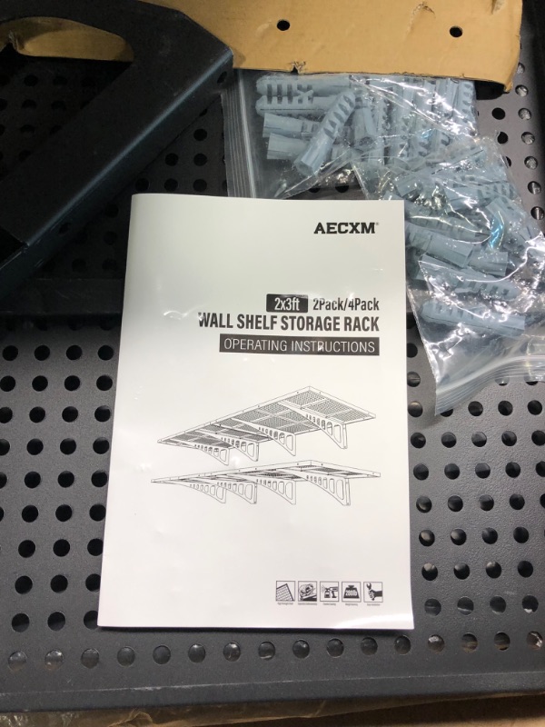 Photo 4 of Aecxm 4Pack 1.64x4ft Garage Storage Rack Garage Shelves Heavy Duty Sturdy Wall Shelves Wall Mounted Shelves (Black)
