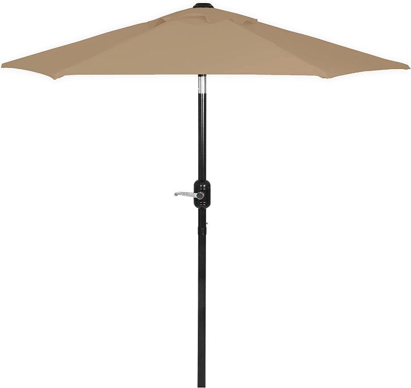 Photo 1 of 6 Ft Outdoor Patio Umbrella, Easy Open/Close Crank and Push Button Tilt Adjustment - Sand Market Umbrellas