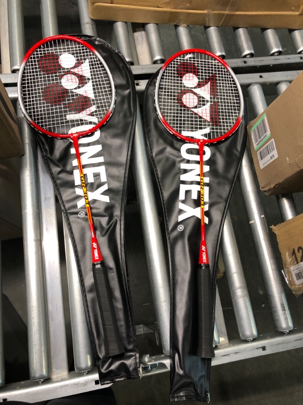 Photo 4 of YONEX GR 303 Combo Badminton Racquet with Full Cover, Set of 2
color red 
appears new open box
