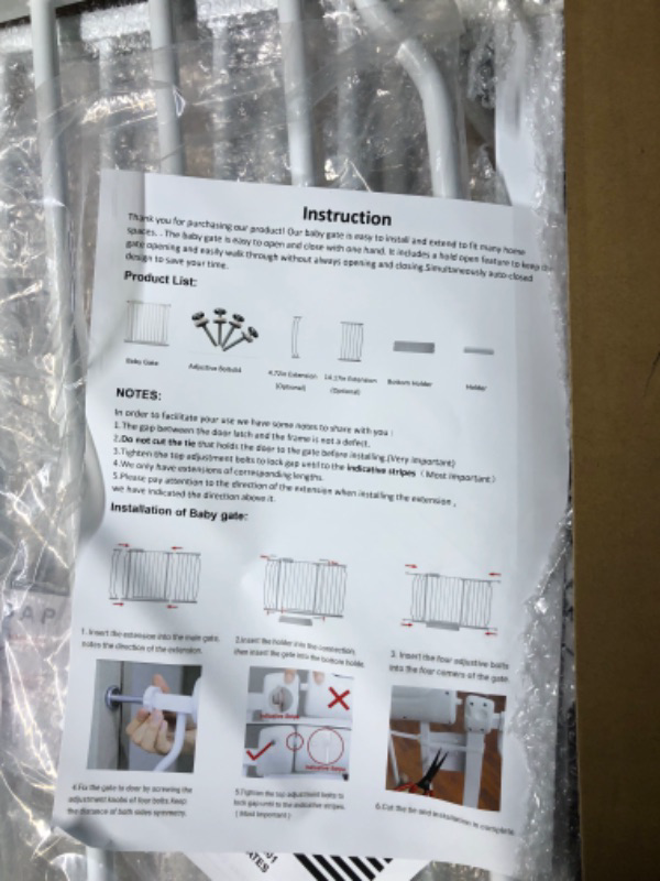Photo 1 of ALLAIBB Extra Wide Pressure Mount Baby Gate Auto Close White Metal Child Dog Pet Safety Gates with Walk Through for Stairs,Doorways,Kitchen and Living Room 62.2-66.9 in (57.48-62
.20"/146-158cm) White 57.48-62.20 Inch (Pack of 1)
appears new open box

