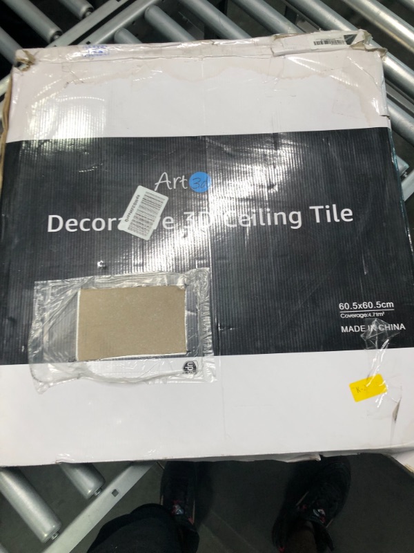 Photo 3 of Art3d Drop Ceiling Tiles 24x24 in Black (12-Pack, 48 Sq.ft), 3D Wainscoting Panels Glue Up 2x2 24"x24" Black 12
appears new open box
