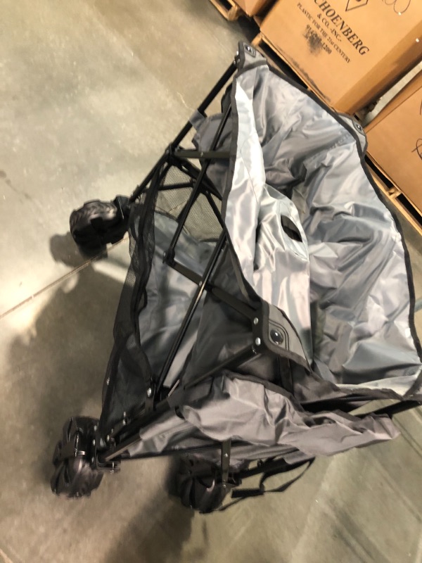 Photo 5 of TIMBER RIDGE Folding Double Decker Wagon, Heavy Duty Collapsible Wagon Cart with 54" Lower Decker, All-Terrain Big Wheels for Camping, Fishing, Shopping, Garden, and Beach, Support Up to 225lbs, Gray
