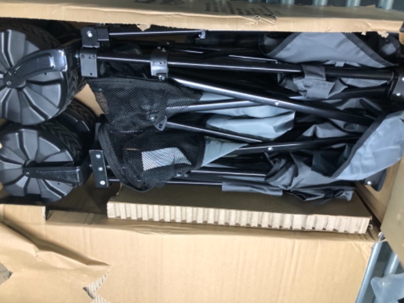 Photo 3 of TIMBER RIDGE Folding Double Decker Wagon, Heavy Duty Collapsible Wagon Cart with 54" Lower Decker, All-Terrain Big Wheels for Camping, Fishing, Shopping, Garden, and Beach, Support Up to 225lbs, Gray
