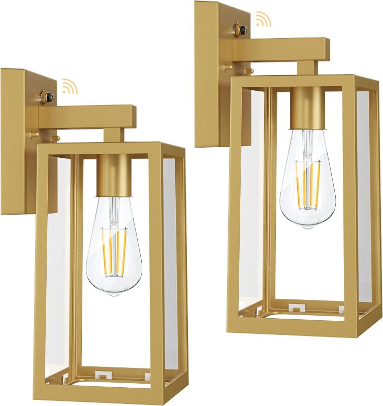 Photo 1 of SHINE HAI Dusk to Dawn Outdoor Wall Lantern, Exterior Wall Sconce Sensor Light Fixture with E26 Base Socket, Waterproof Wall Mount Lights, Wall Lamp with Glass Shade for Garage, Doorway, 2 Pack