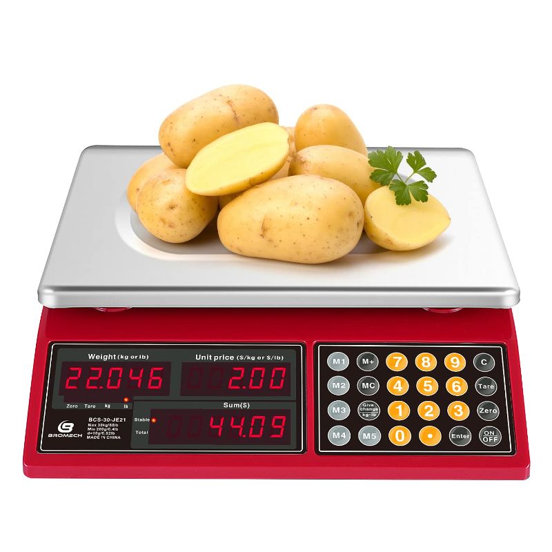 Photo 1 of 
Bromech 66lb Digital Price Computing Scale, Rechargeable Commercial Weight Scale for Food Meat Produce, with Dual Large Display, Give Change Function and 5...