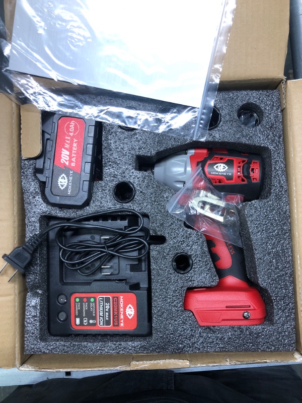 Photo 5 of 20V 2 In 1 Brushless Impact Wrench Cordless Drill Set with 4.0 Ah Battery Delivers 300 Ft-lbs Torque 2900 RPM, Impact Gun with 6 Pcs Drive Impact Sockets & 2 Pcs Screwdriver Bits
appears new open box

