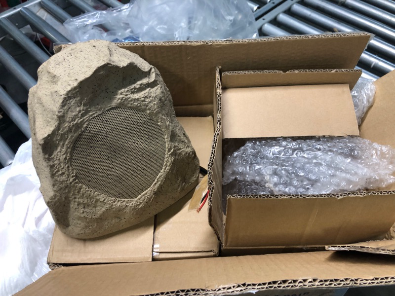 Photo 2 of Theater Solutions 2R4S Outdoor Sandstone Rock 2 Speaker Set for Yard Patio Pool Spa 4.5 in
appears new open box
