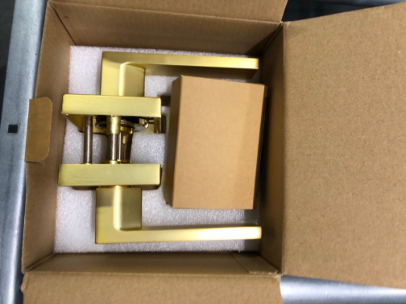 Photo 4 of  Passage Door Handles Door Lever Gold Stain Brass for Hall or Closet, Keyless Door Lock, Square Shape Interior Door Handle. (1, Passage (No Lock))

brand new!!!!!
