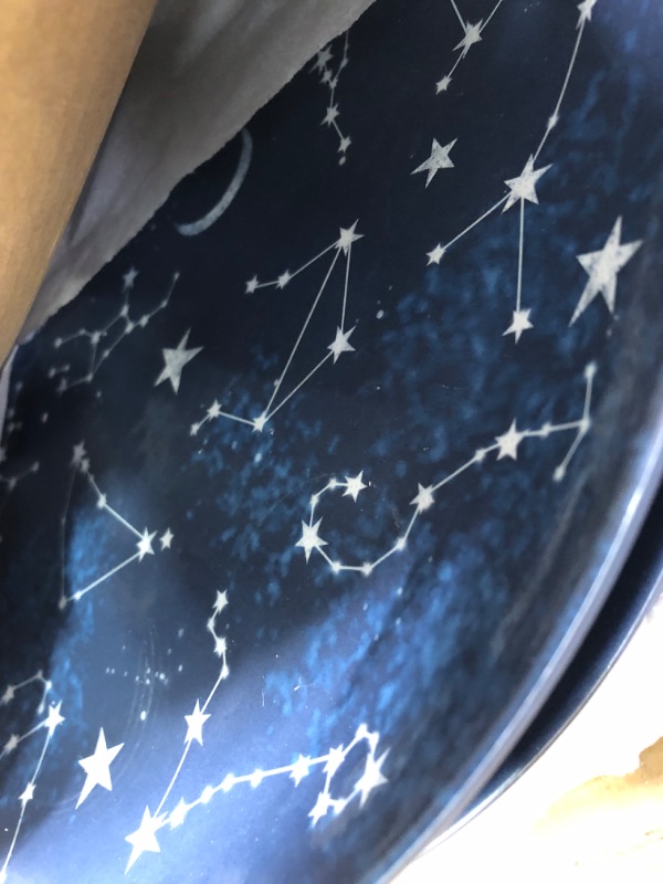 Photo 3 of 12 Piece Melamine Dinnerware Sets for 4 - Starry Pattern Camping Dishes Set for Indoor and Outdoor Use, Dishwasher Safe Plates and Bowls Sets, Dark Blue Service for 4 Constellation
appears new open box
