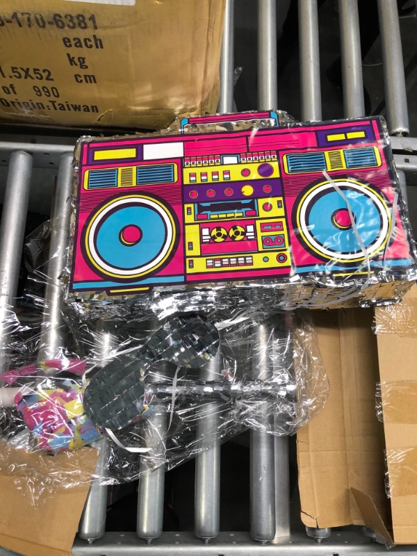 Photo 3 of 80s Boombox Pinata 16.5 x 11 x 3 inch 90s Theme Party Decorations Retro Radio Pinata set 1980s Hip Hop Adult Pinata with Pinata Stick Confetti and Blindfold for Birthday Party (Stylish Style)