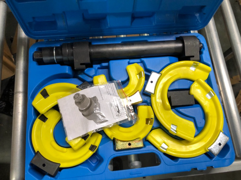 Photo 3 of Amerbm Spring Compressor Tool Macpherson Interchangeable Fork Strut Coil Extractor Tool Set with Safety Guard (Overload Protection Device) and Carrying Case Allow The Use of Impact Wrenches