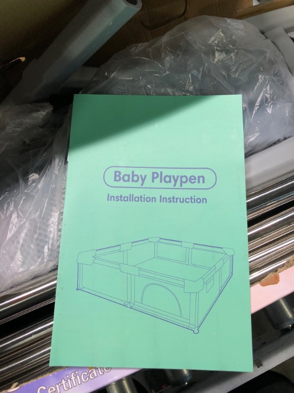 Photo 1 of Baby Playpen Baby Playard, Playpen for Babies and Toddlers with Gate, 51x51" Baby Fence, Sturdy Safety Playpen, Indoor & Outdoor Kids Activity Center (with Anti-Slip Base) Standard (Gray)