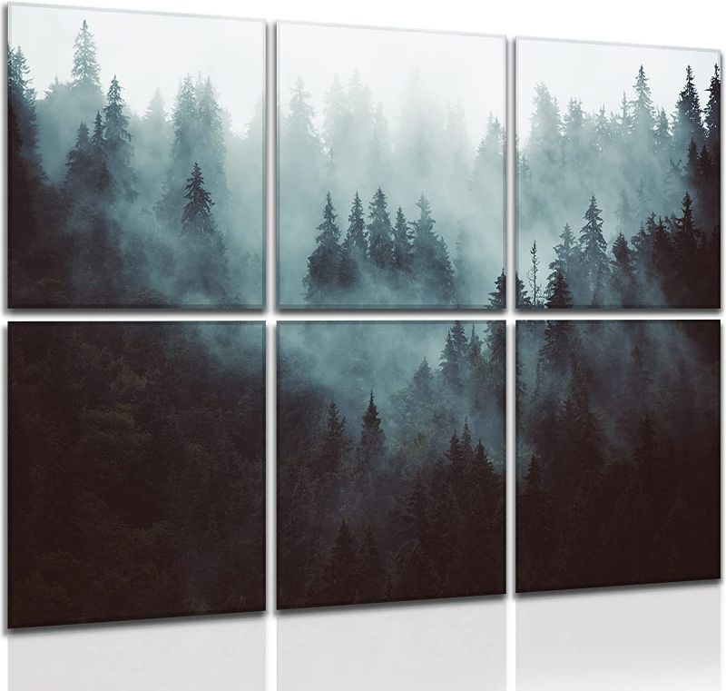 Photo 1 of Bobobier Art Acoustic Panels with Self-Adhesive,72 x 48Inches Acoustical wall panel,Better Decoratve Than Sound Proof Foam Panels, Studio Office Home Acoustic Treatment (Misty Forest) Art Misty Forest