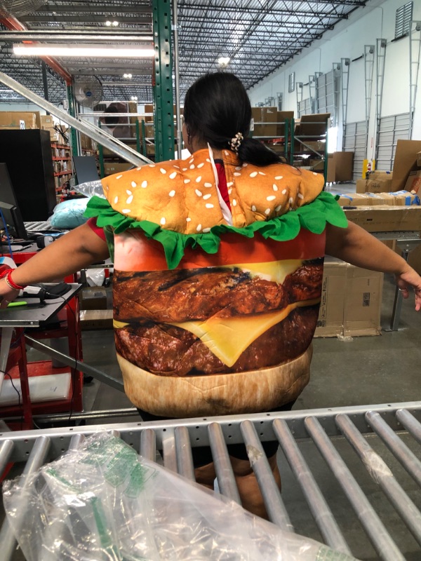 Photo 3 of EraSpooky Adult Hamburger Costume Funny Food Party Halloween Suit