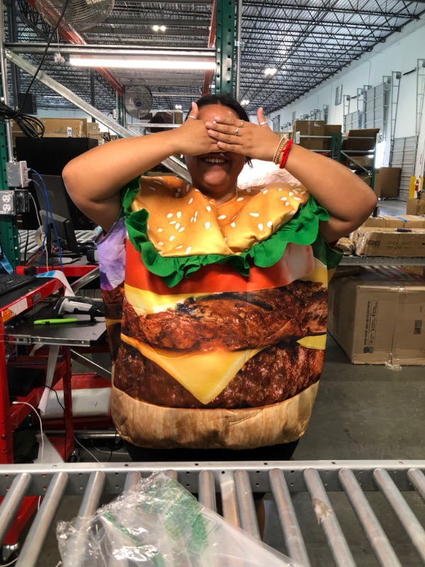 Photo 4 of EraSpooky Adult Hamburger Costume Funny Food Party Halloween Suit