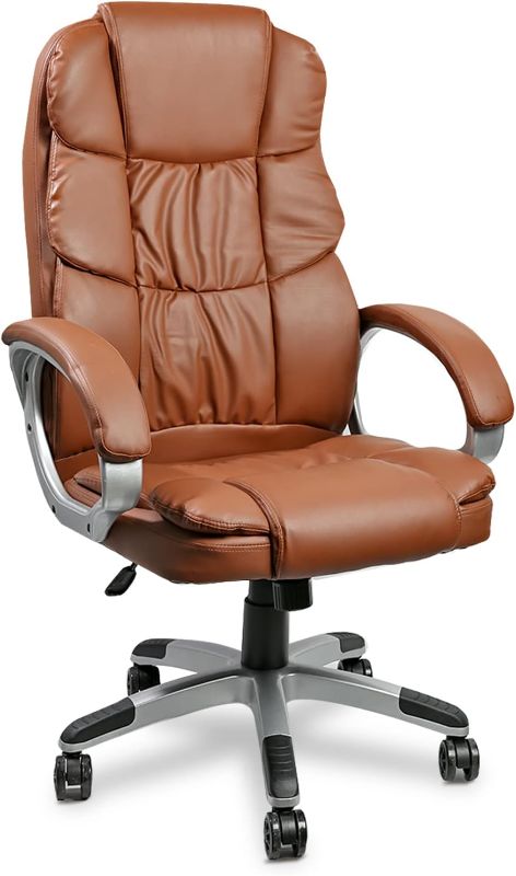 Photo 1 of Halter Executive Office Chair for Work and Gaming, Ergonomic High Back Computer Chair with Lumbar Support, BROWN