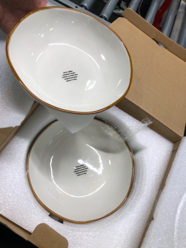 Photo 2 of AmorArc Cereal Bowls Set of 6 for Kitchen, 26oz Stoneware Soup Bowls Set for Cereal Soup, Modern Kitchen Bowls for Meal, Dishwasher &Microwave Safe, Reactive Glaze -Antique Color