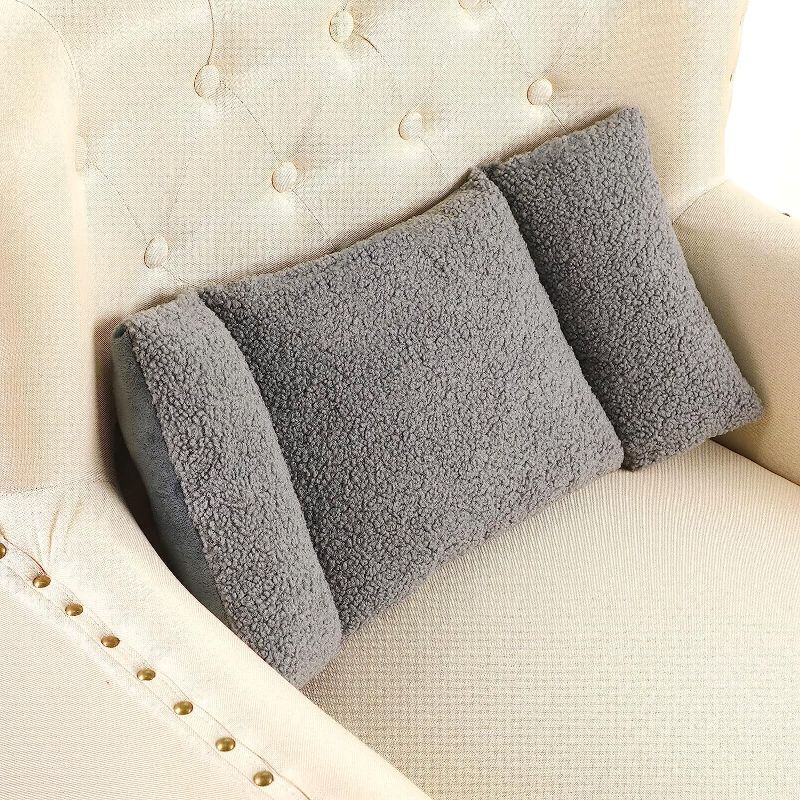 Photo 1 of 2 Pcs Fleece Lumbar Back Support Pillow 3 Section Lumbar Support Pillow Back Pillow for Low Back Pain Relief Comfortable Back Pillow Lumbar Support Cushion for Office Chair Sofa Car Seat (Gray)