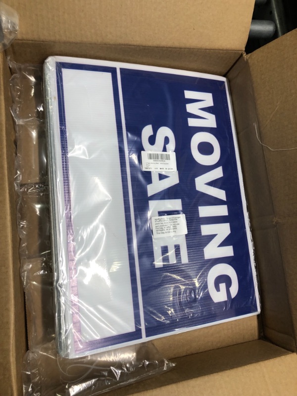 Photo 2 of 3 Pack Moving Sale Sign Kit 12 x 16 Inch Double Sided Yard Sale Signs with Stakes Corrugated Plastic Estate Sale Signs with Directional Arrows for Real Estate Agents Supplies (Blue)