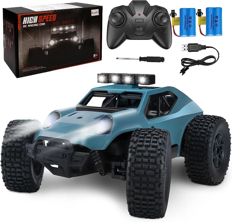 Photo 1 of Kizeefun Remote Control Car for Boys, 2.4Ghz 1/20 RC Car Off-Road Vehicle 20km/h All Terrain Electric Toy Off-Road RC Car with 2 Batteries 50min Playtime and LED Headlight Gift for Kids