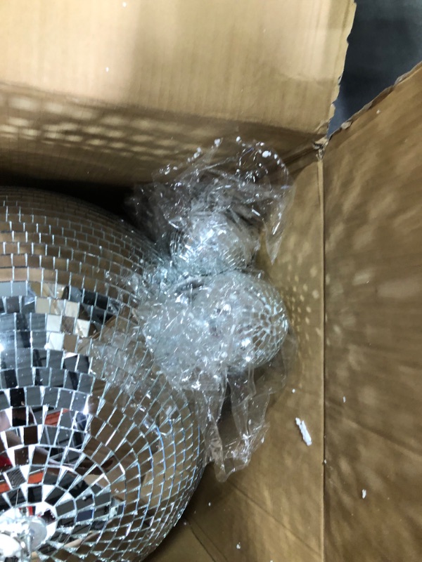 Photo 4 of 4 Pack Large Disco Ball Silver Hanging Disco Balls Reflective Mirror Ball Ornament for Party Holiday Wedding Dance and Music Festivals Decor Club Stage...
