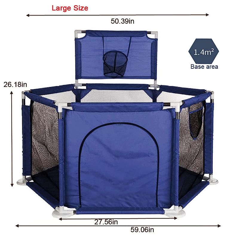 Photo 1 of Portable Baby Ball Pit Playpen Playard Fence Playtent with Basketball Hoop Breathable Mesh for Indoors Outdoors Toddler Kids Large
