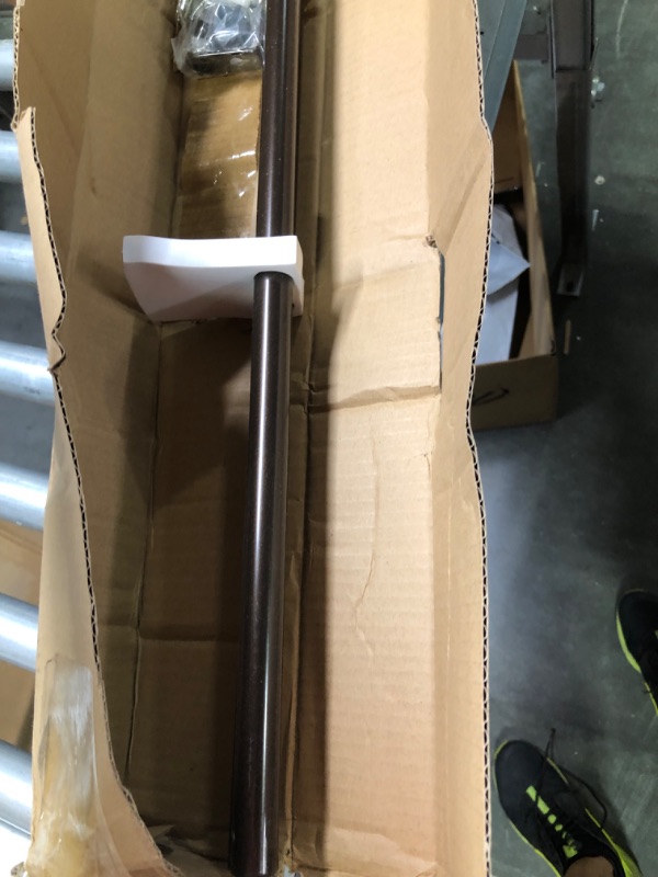 Photo 4 of SZXIMU Curtain Rod 3/4 Inch Adjustable Drapery Rods for Windows with 3 Brackets,No sagging, Netted Texture Finials, 72-144"(6-12 ft), Bronze Bronze 72-144 Inch