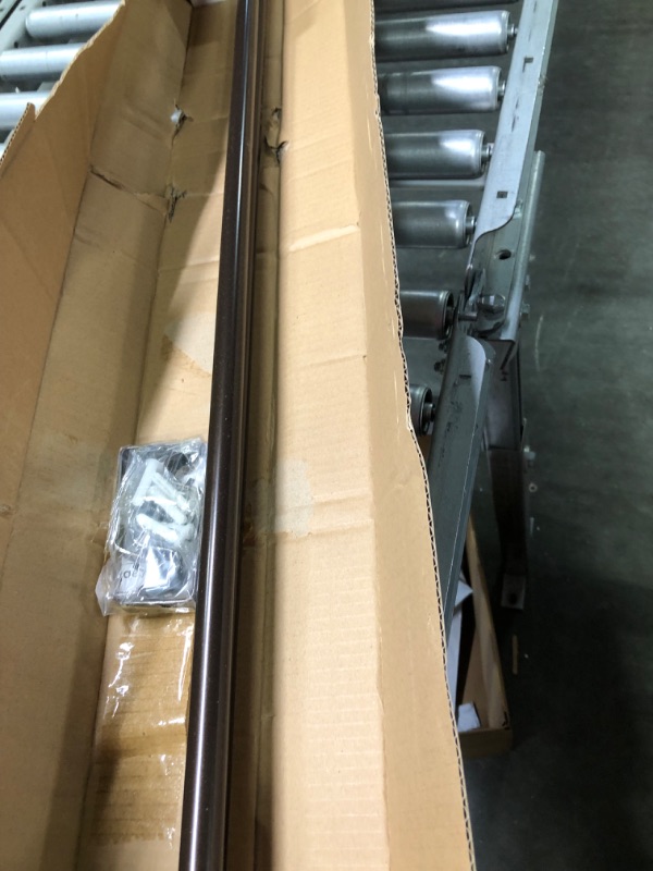 Photo 3 of SZXIMU Curtain Rod 3/4 Inch Adjustable Drapery Rods for Windows with 3 Brackets,No sagging, Netted Texture Finials, 72-144"(6-12 ft), Bronze Bronze 72-144 Inch