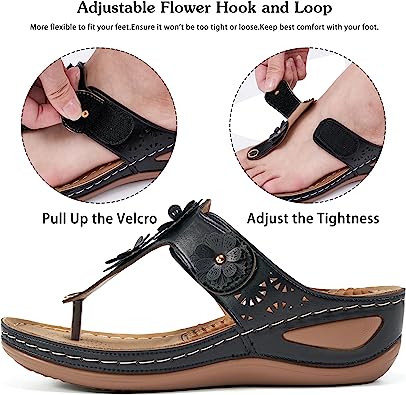 Photo 1 of Wedge Sandals Women Flip Flops with Adjustable Hook Loop Comfy Orthopedic Platform Sandals for Women Dressy Summer Casual Bohemian Wedge Shoes
SIZE-11.5