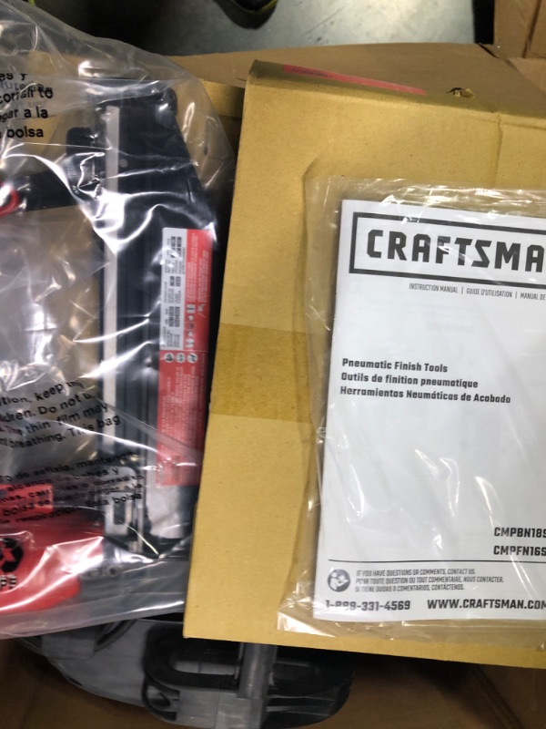 Photo 4 of CRAFTSMAN Compressor Combo Kit, 6 Gallon, Pancake, 3 Tool (CMEC3KIT) Air Compressor w/ 3 Tools

**OPENED FOR PICTURES**