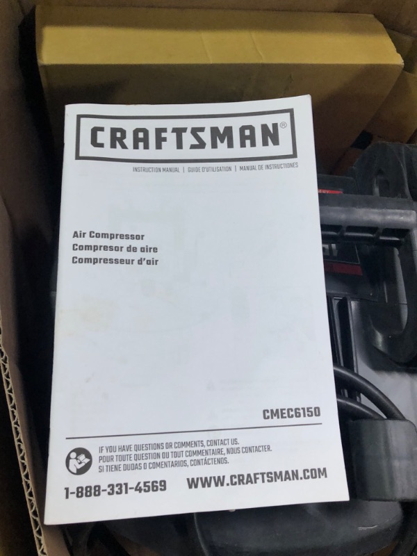 Photo 9 of CRAFTSMAN Compressor Combo Kit, 6 Gallon, Pancake, 3 Tool (CMEC3KIT) Air Compressor w/ 3 Tools

**OPENED FOR PICTURES**