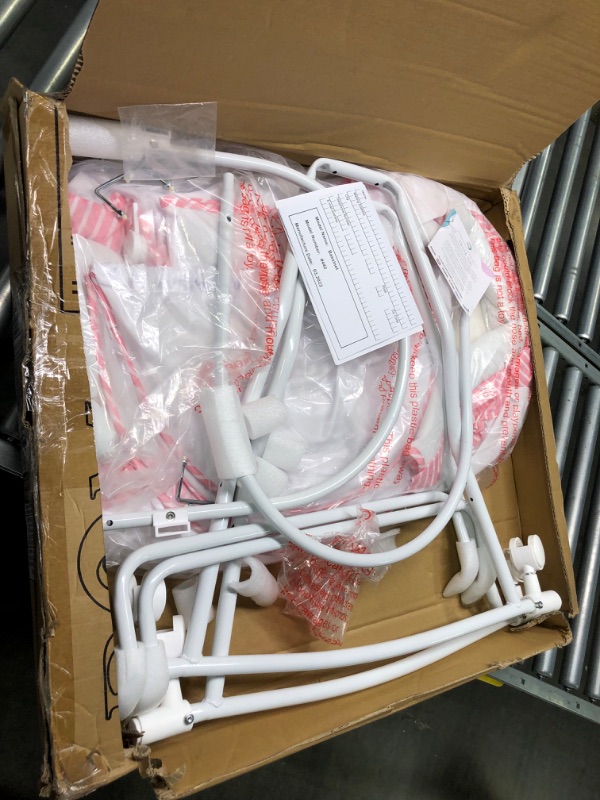 Photo 1 of Dream On Me Lacy Portable 2-in-1 Bassinet & Cradle in Pink and White, Lightweight Baby Bassinet with Storage Basket, Adjustable and Removable Canopy