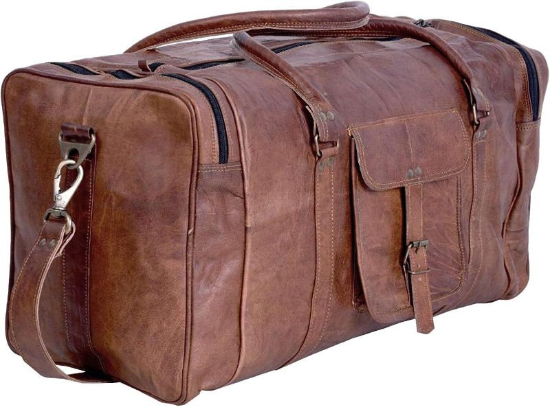 Photo 1 of KPL 21 Inch Vintage Leather Duffel Travel Gym Sports Overnight Weekend Duffle Bags for men and women