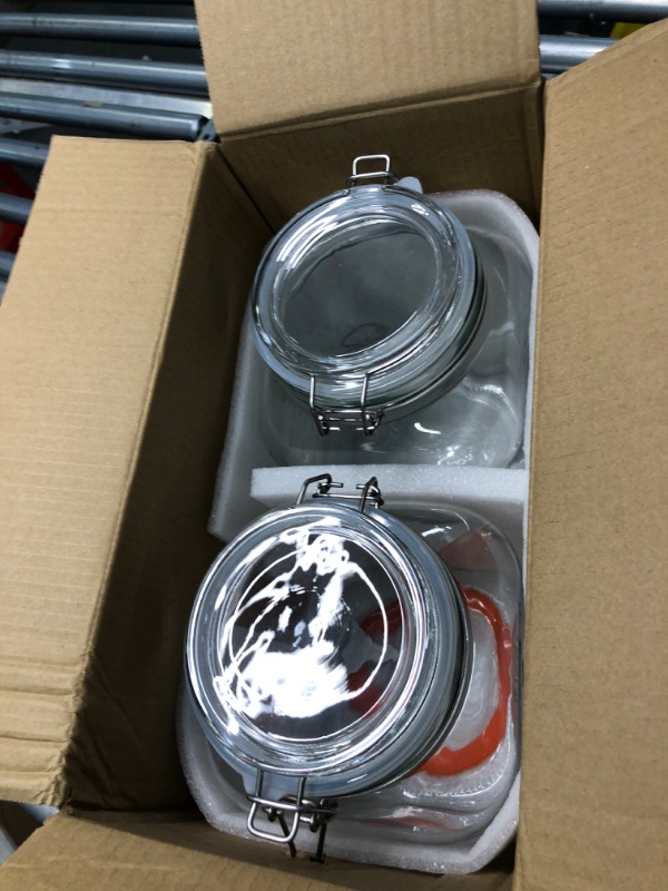Photo 2 of [UPGRADE] 2 Pack Square Super Wide Mouth Airtight Glass Storage Jars with Lids, 1.1 Gallon Glass Jars with 2 Measurement Marks, Canning Jars with Leak-proof Lid for Kitchen(Extra Label, Pen and Gasket)