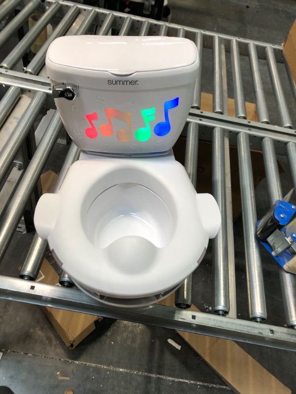 Photo 1 of Summer My Size Potty Lights and Songs Transitions, White – Realistic Potty Training Toilet with Interactive Handle that Plays Music for Kids, Removable Potty Topper/Pot, Wipe Compartment, Splash Guard White w/ Lights & Songs