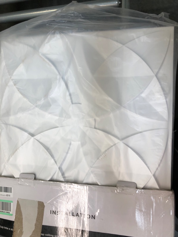 Photo 2 of Art3d Decorative Ceiling Tile 2x2 Glue up, Suspended Ceiling Tile Pack of 12pcs White Floral 12 White