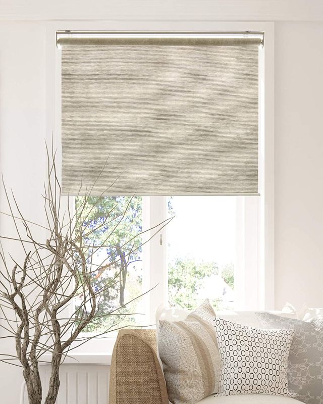 Photo 1 of CHICOLOGY Roller Shades, Cordless Blinds, Window Shades for Home, Roller Window Shades, Window Treatments, Door Blinds, Light Filtering Shades,Skycastle Silver (Blackout 1% Solar), 70" W X 72" H