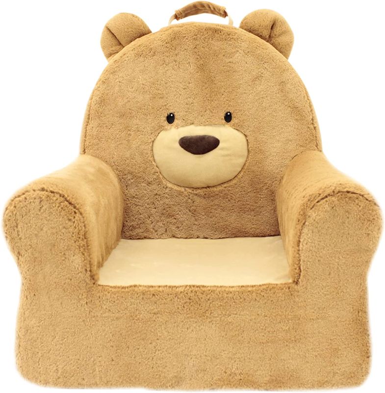 Photo 1 of Soft Landing Animal Adventure Brown Sweet Seats, Premium and Comfy Toddler Lounge Chair with Carrying Handle & Side Pockets Bear