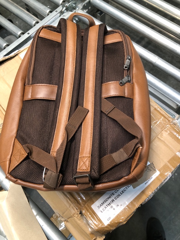 Photo 3 of Samsonite Classic Leather Slim Backpack, Cognac, One Size One Size Cognac