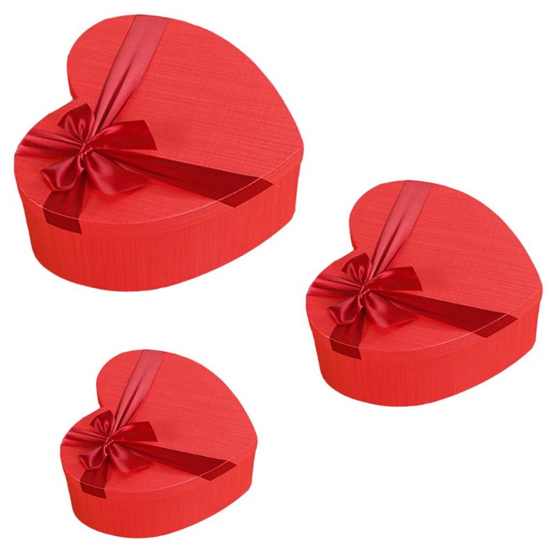 Photo 1 of 3pcs Red Heart Shape Gift Box Valentine's Day Gift Storage Box Gift Paper Packaging Box