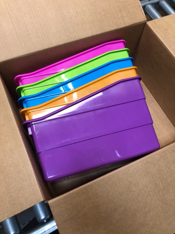 Photo 3 of Really Good Stuff-161335 Durable Magazine, Book, Folder and File Holders – Book Holders With Universal Clip-On Labels – Bright Neon Colors (Set of 5)