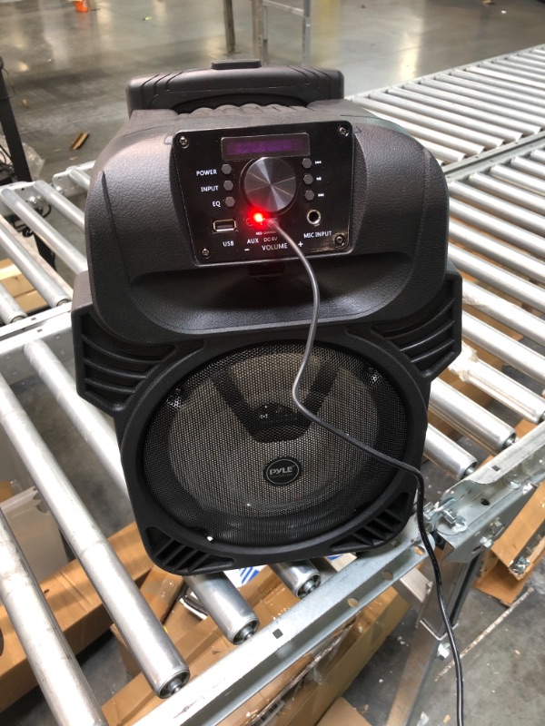 Photo 3 of 400W Portable Bluetooth PA Loudspeaker - 8” Subwoofer System, 4 Ohm/55-20kHz, USB/MP3/FM Radio/ ¼ Mic Inputs, Multi-Color LED Lights, Built-in Rechargeable Battery w/ Remote Control - Pyle PPHP844B