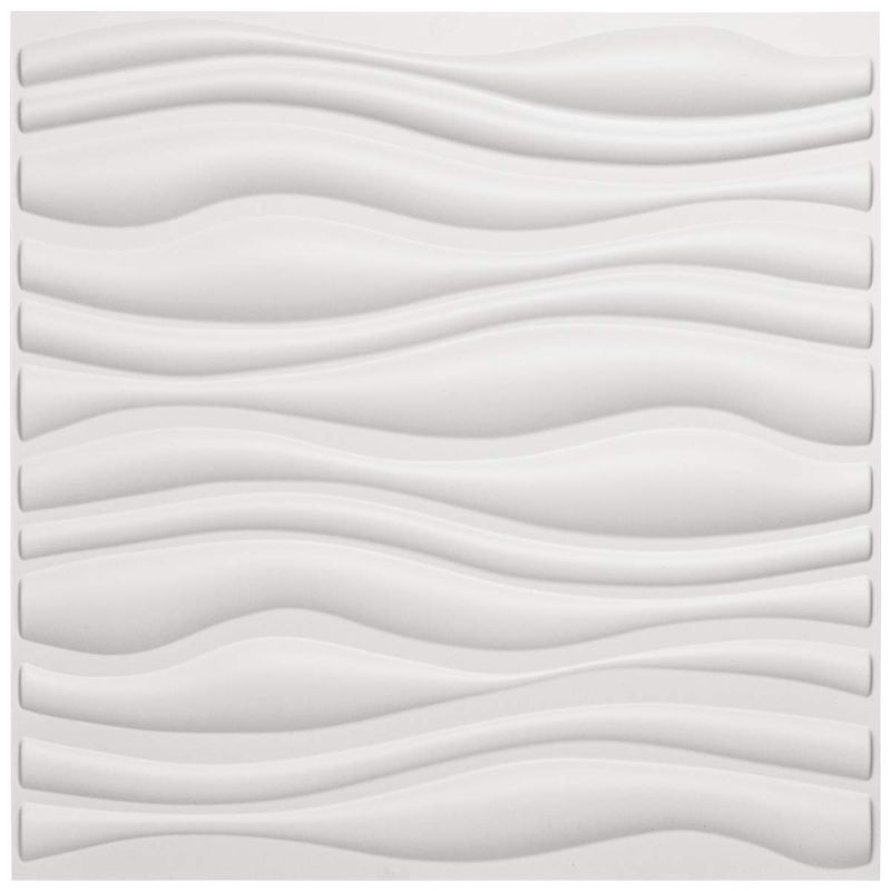 Photo 1 of Art3d PVC Wave Board Textured 3D Wall Panels, White, 19.7" x 19.7" (12 Pack) Matt White