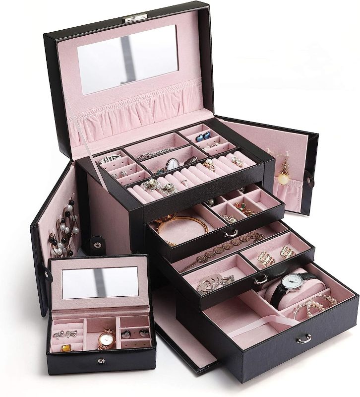 Photo 1 of Black Leather Jewelry Box Travel Case and Lock